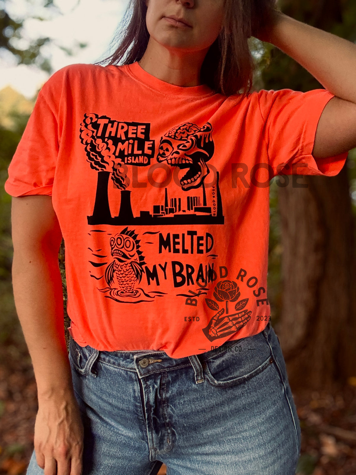 Three Mile Island Melted Brain T-Shirt Front Print – Hand Printed