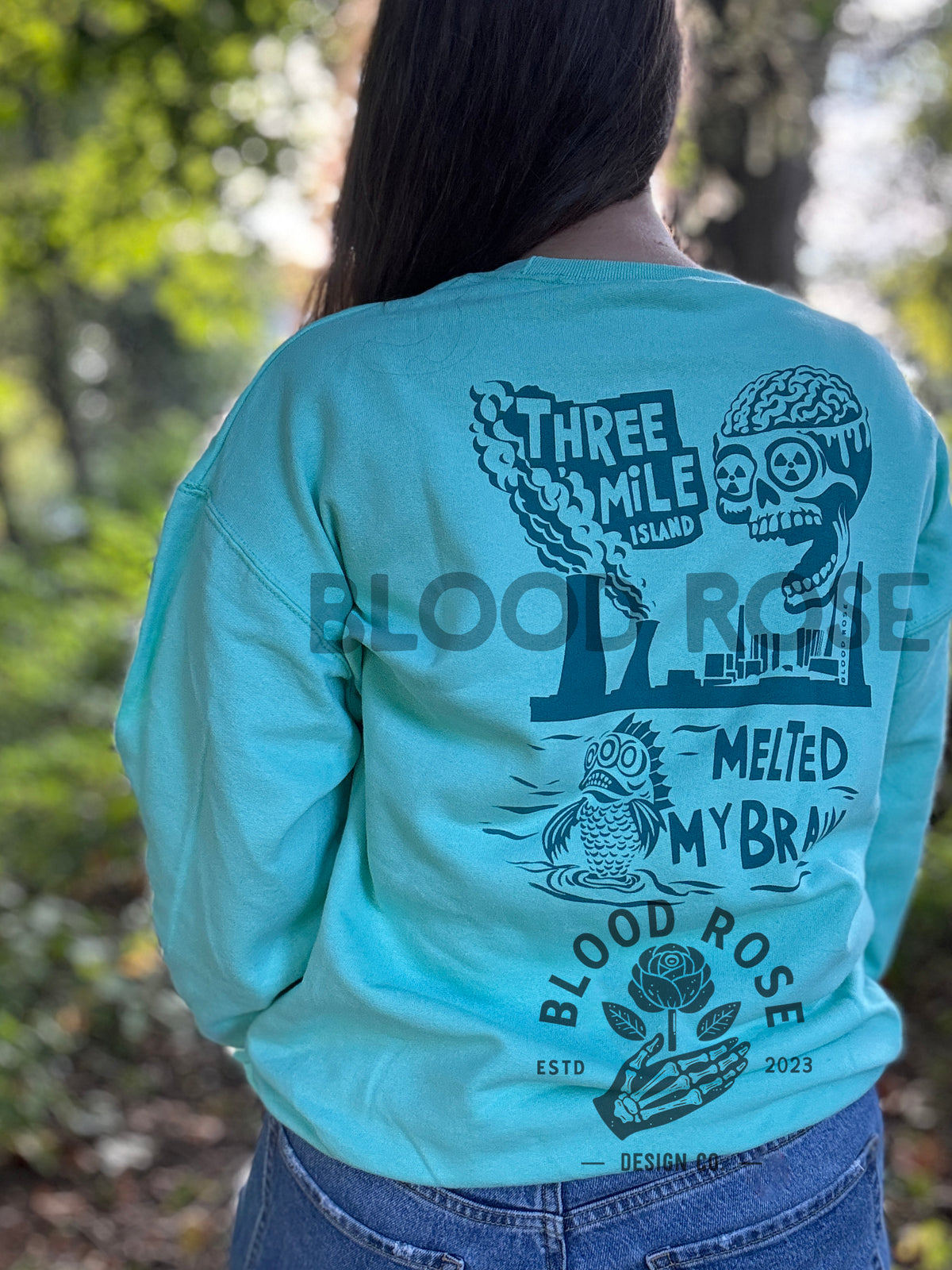 Three Mile Island Melted Brain Sweatshirt Front and Back Print
