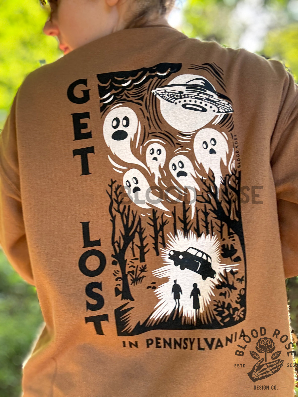 Get Lost in Pennsylvania Brown Sweatshirt Sweater Hand Screen Printed