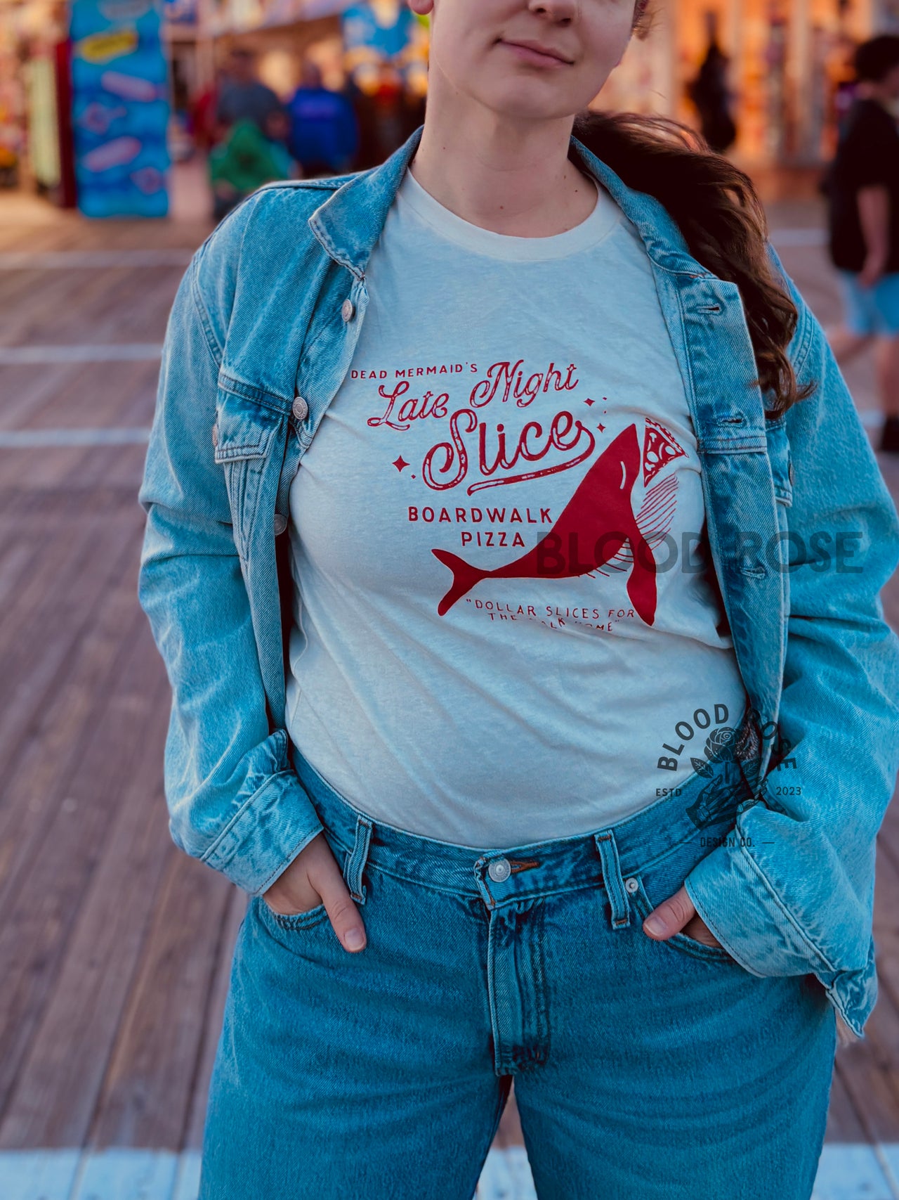 Late Night Slice Boardwalk Pizza Tee or Long Sleeve Tee