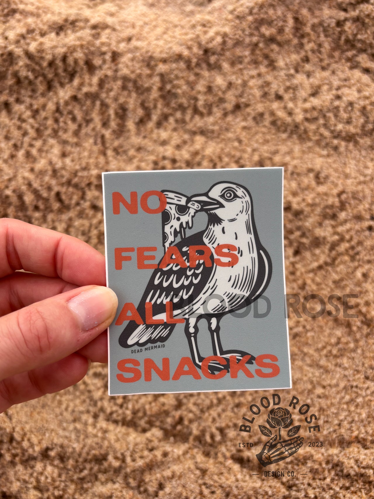 No Fears All Snacks Seagull Pizza Vinyl Sticker