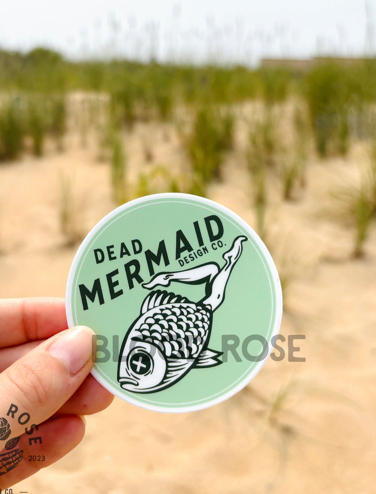 Dead Mermaid Logo Sticker, Pessimist Vibes, Beach, Ocean, Beachwear