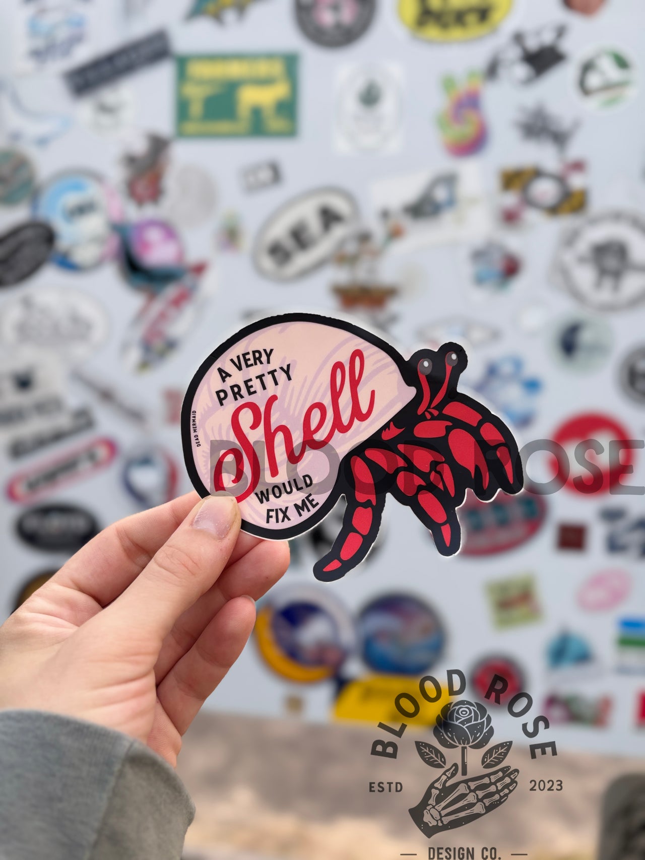 A Very Pretty Shell Would Fix Me Hermit Crab Vinyl Sticker, Pessimist Vibes, Beach, Ocean, Beachwear