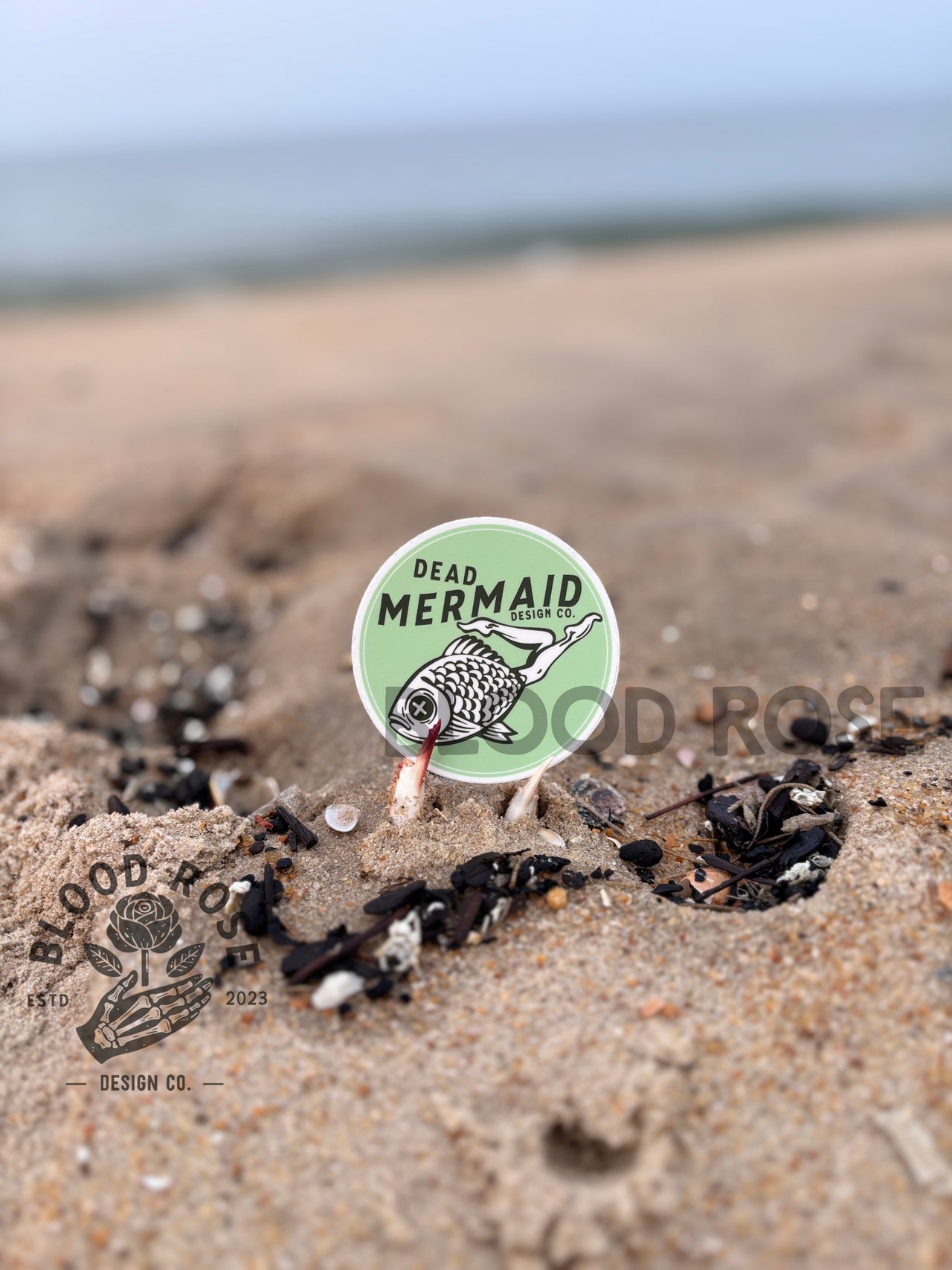 Dead Mermaid Logo Sticker, Pessimist Vibes, Beach, Ocean, Beachwear