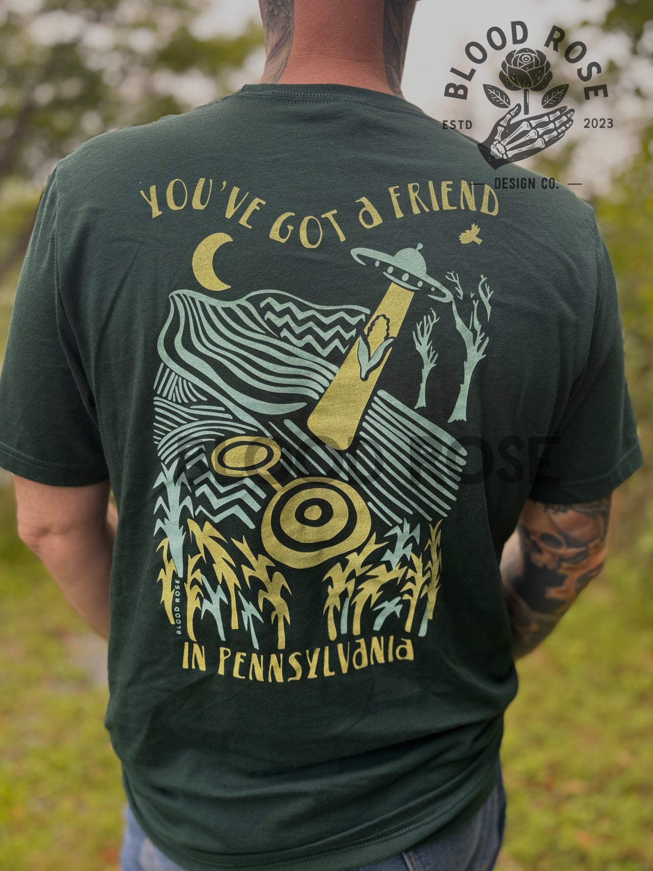 Crop Circle Corn You've Got a Friend In Pennsylvania Tee hand screen printed