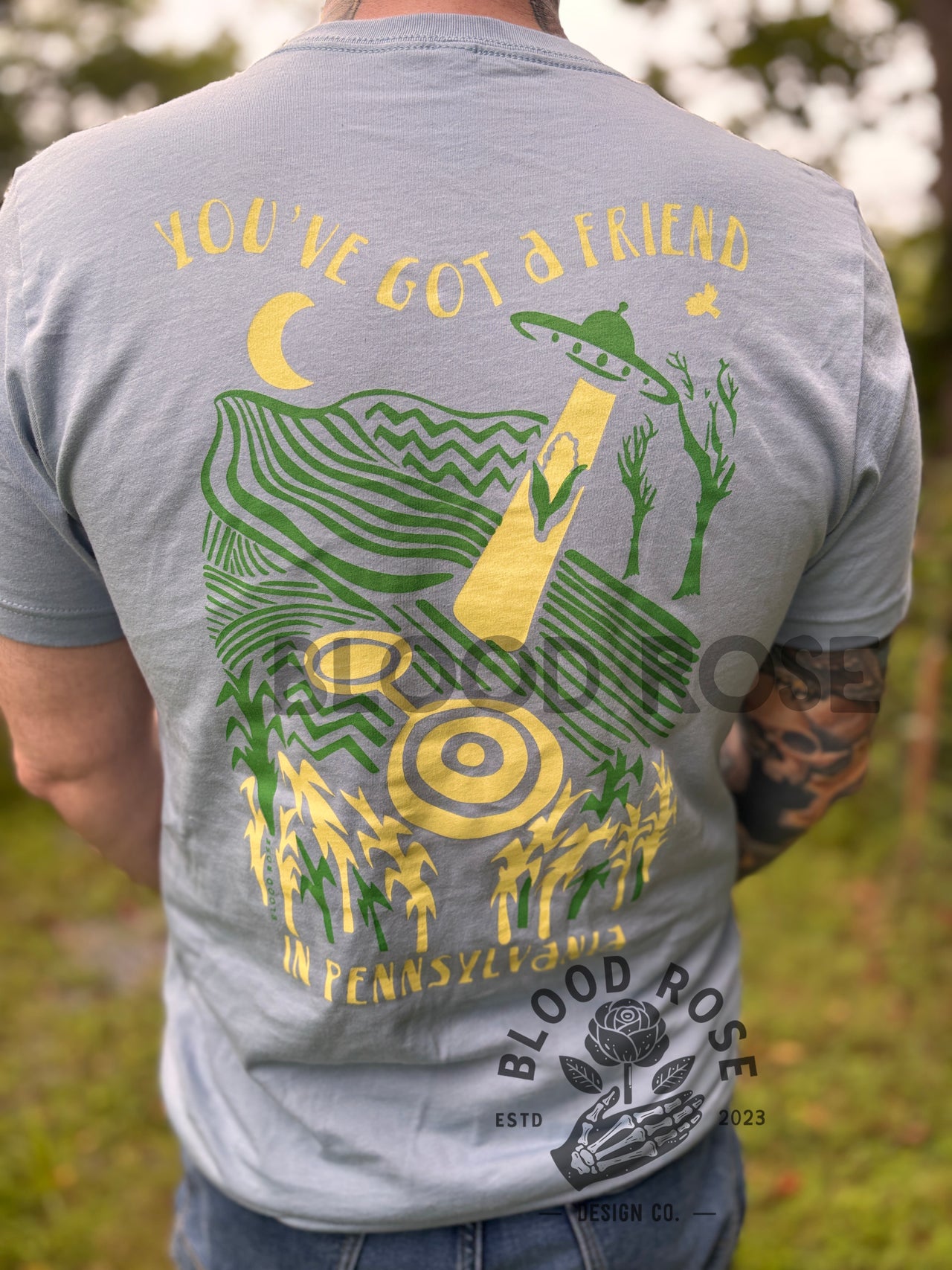 Crop Circle Corn You've Got a Friend In Pennsylvania Tee hand screen printed