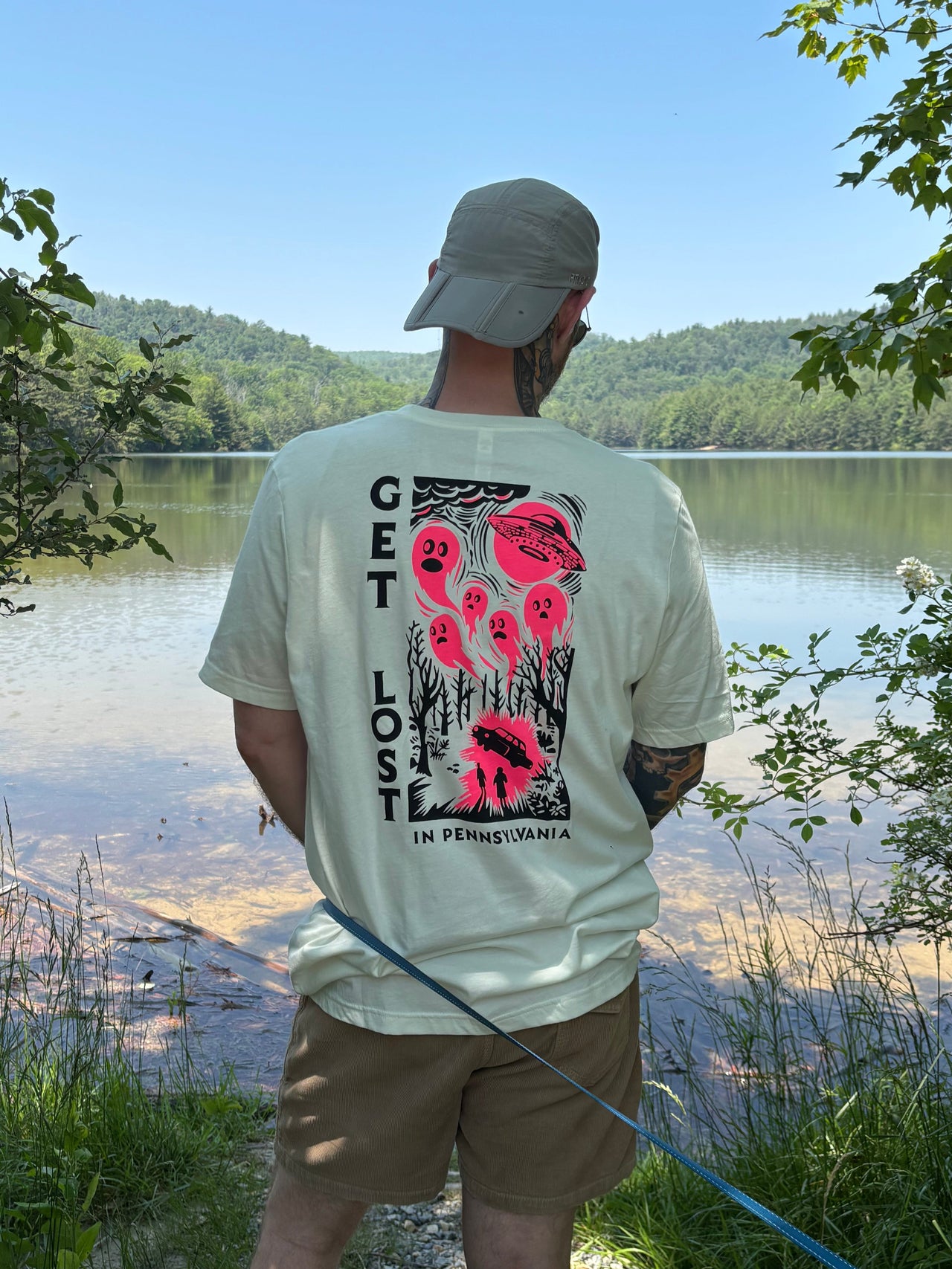 Get Lost in Pennsylvania Hand Screen Printed Tee Black/Hot Pink on Citron