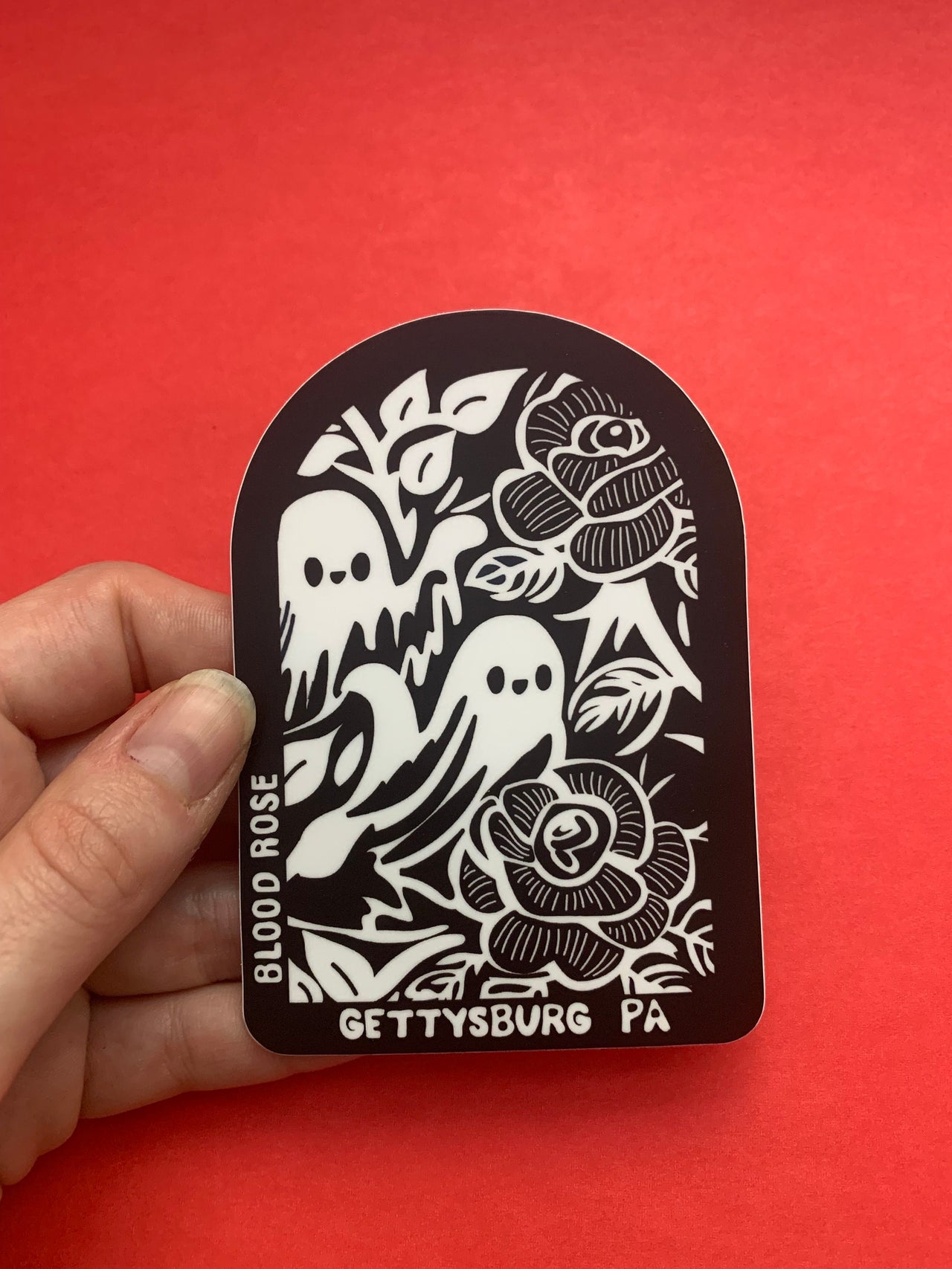 Gettysburg  ‘Ghost in the Window’ Vinyl Sticker, Black & White