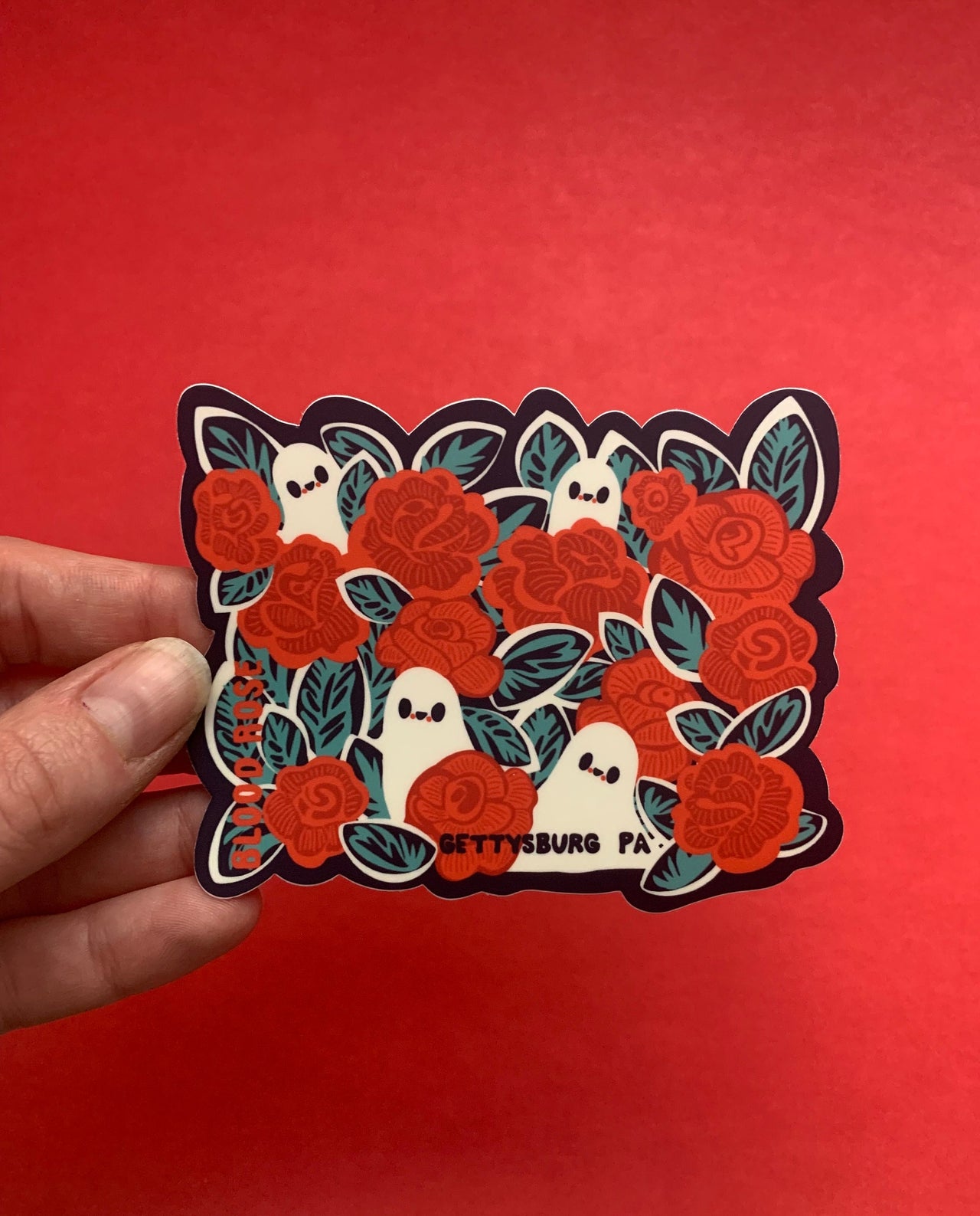 Gettysburg Ghosts in a Haunted Rose Bush Vinyl Sticker