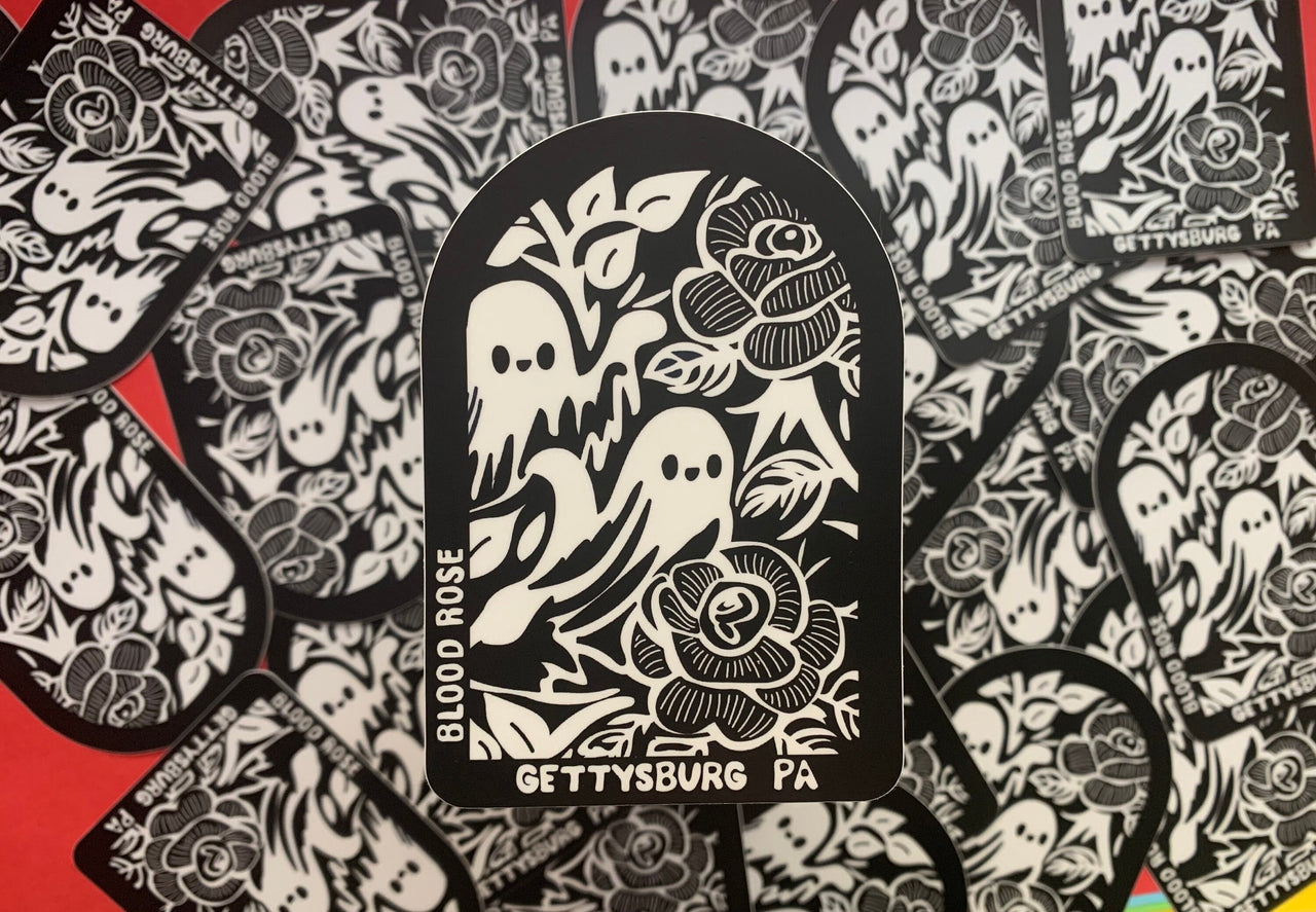 Gettysburg  ‘Ghost in the Window’ Vinyl Sticker, Black & White