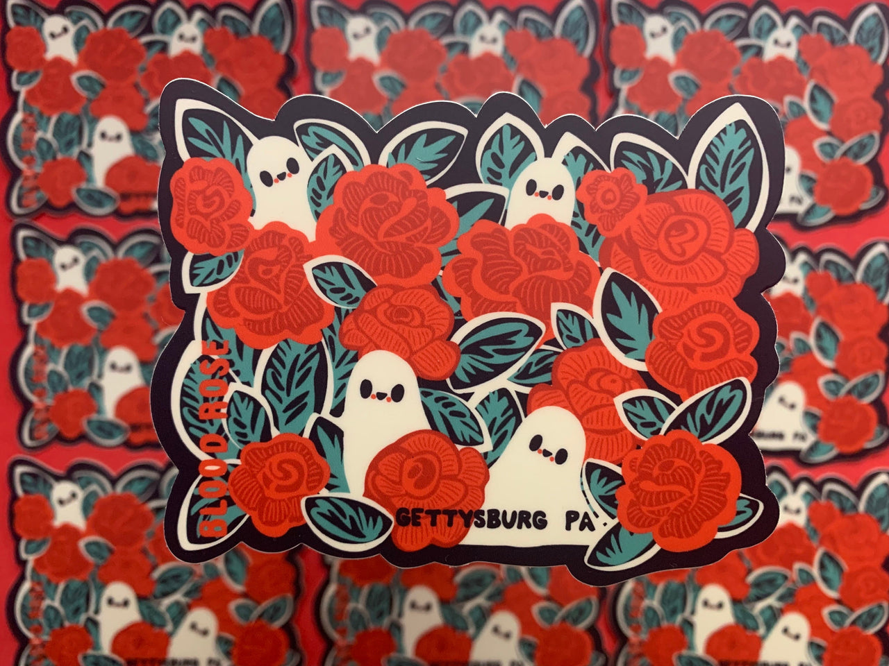 Gettysburg Ghosts in a Haunted Rose Bush Vinyl Sticker