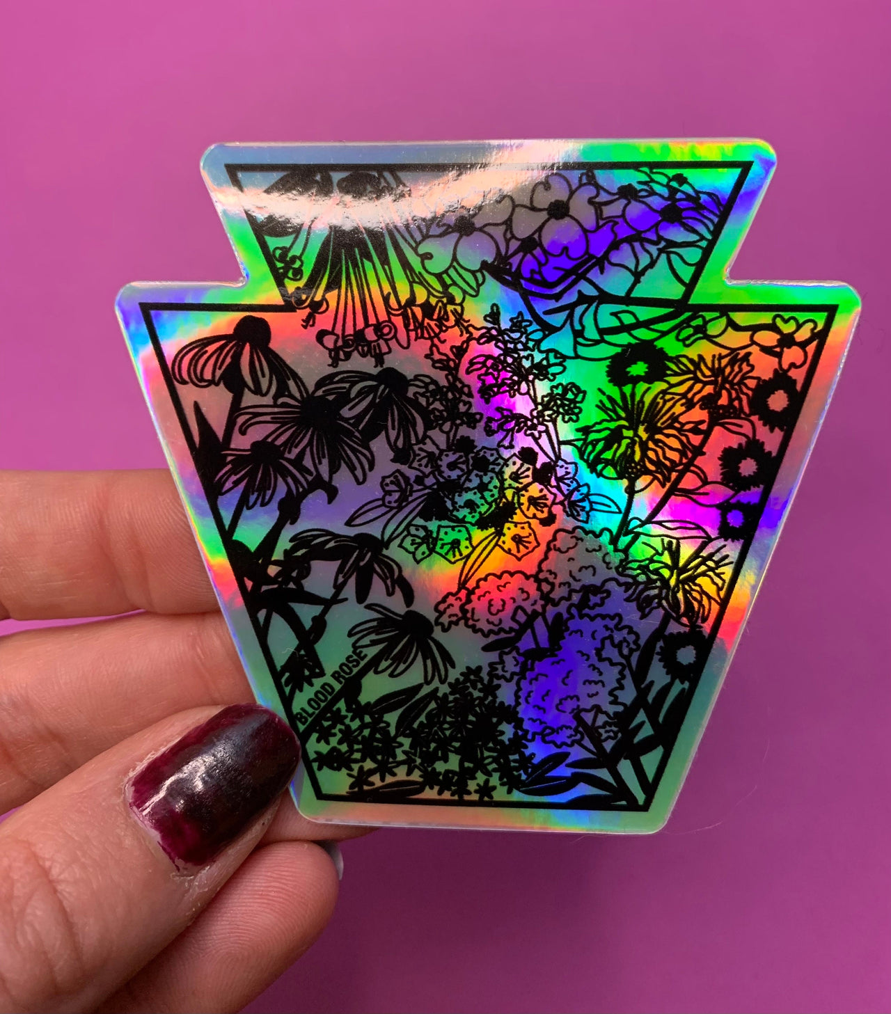 Holographic Keystone Native Flora Vinyl Sticker