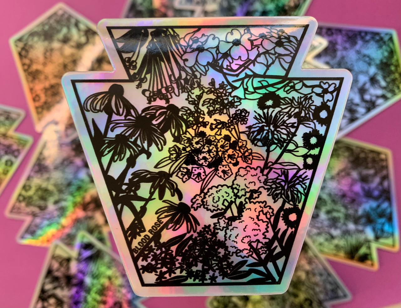 Holographic Keystone Native Flora Vinyl Sticker
