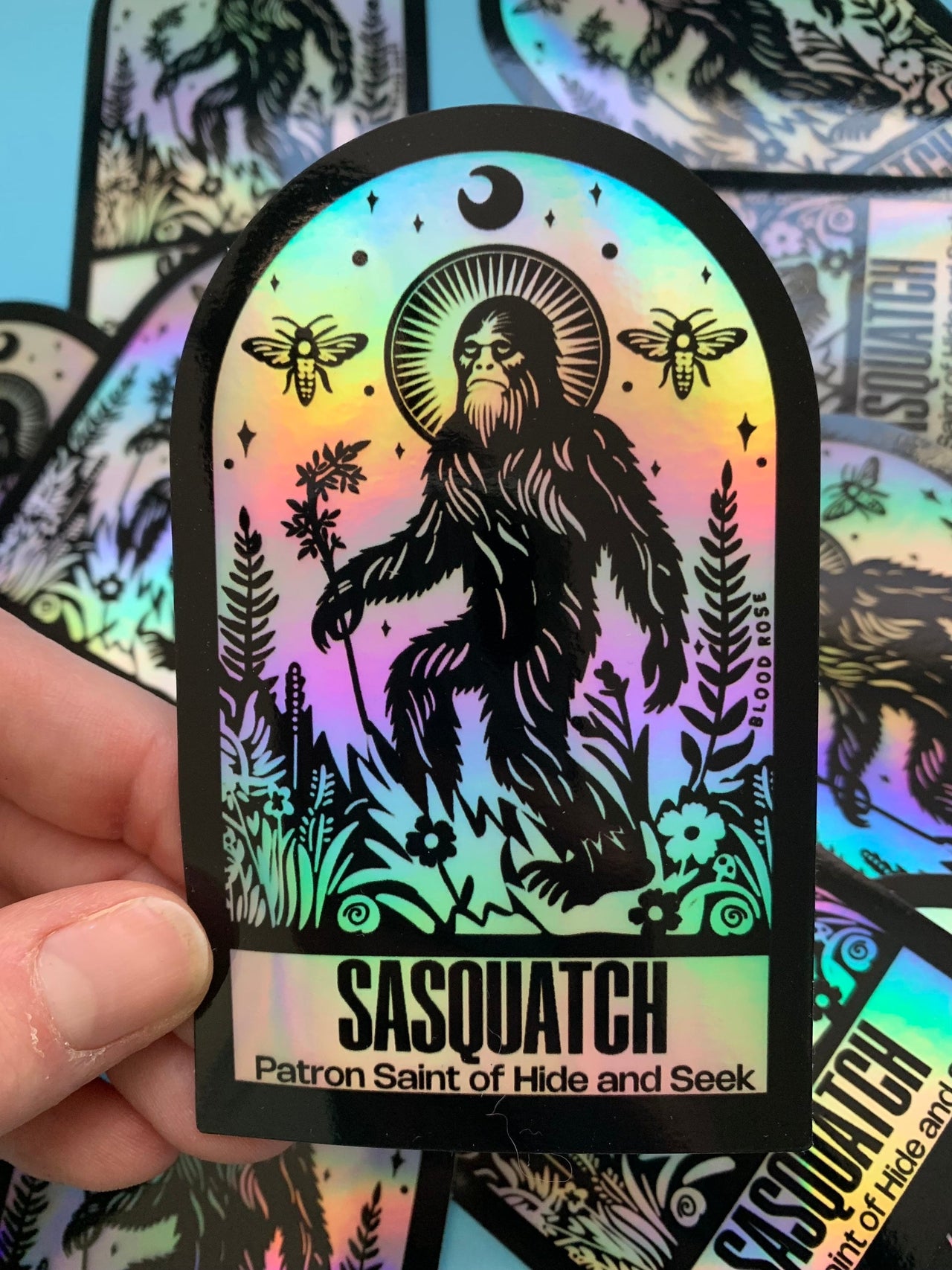 Holographic Saint Sasquatch Vinyl Sticker
