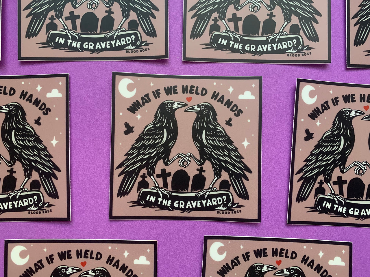 What if We Held Hands in the Graveyard? Raven Crow Vinyl Sticker