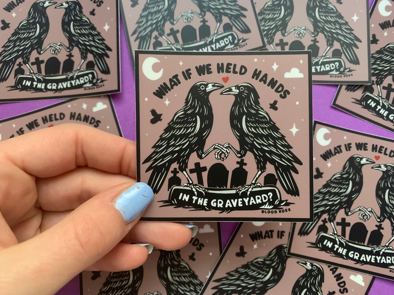 What if We Held Hands in the Graveyard? Raven Crow Vinyl Sticker