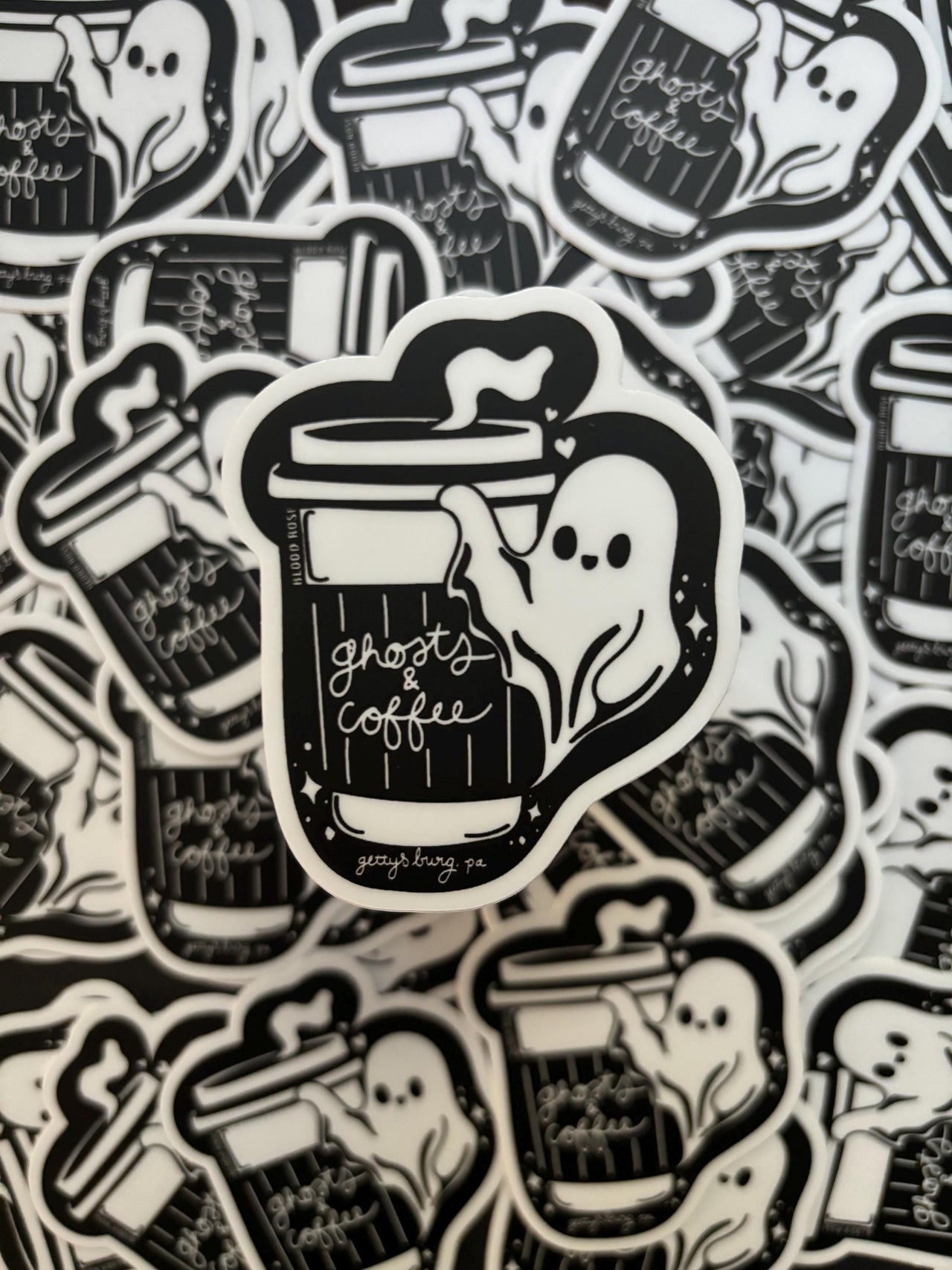Ghosts & Coffee Vinyl Sticker