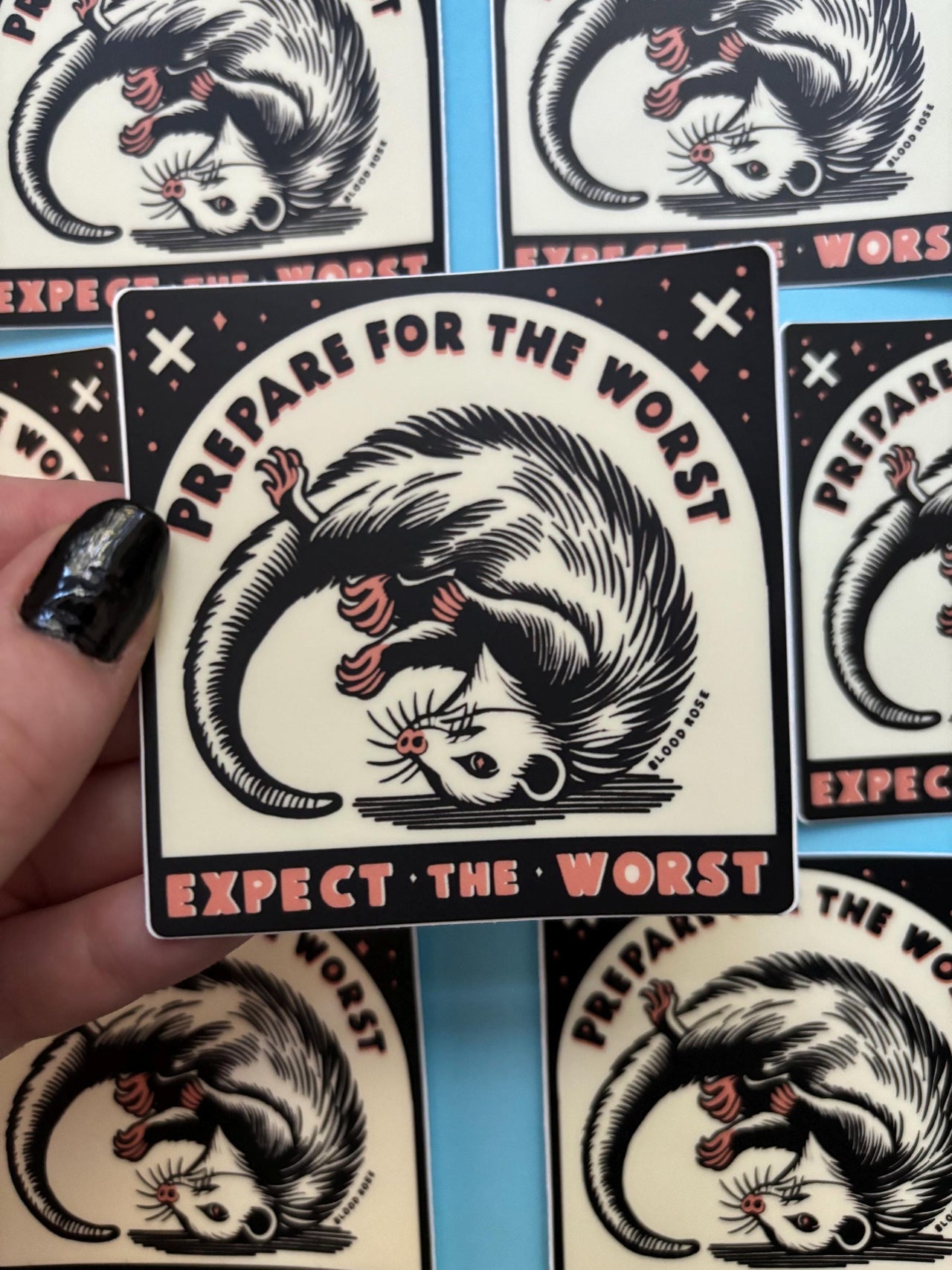 Opossum Prepare for the Worst Expect the Worst Vinyl Sticker