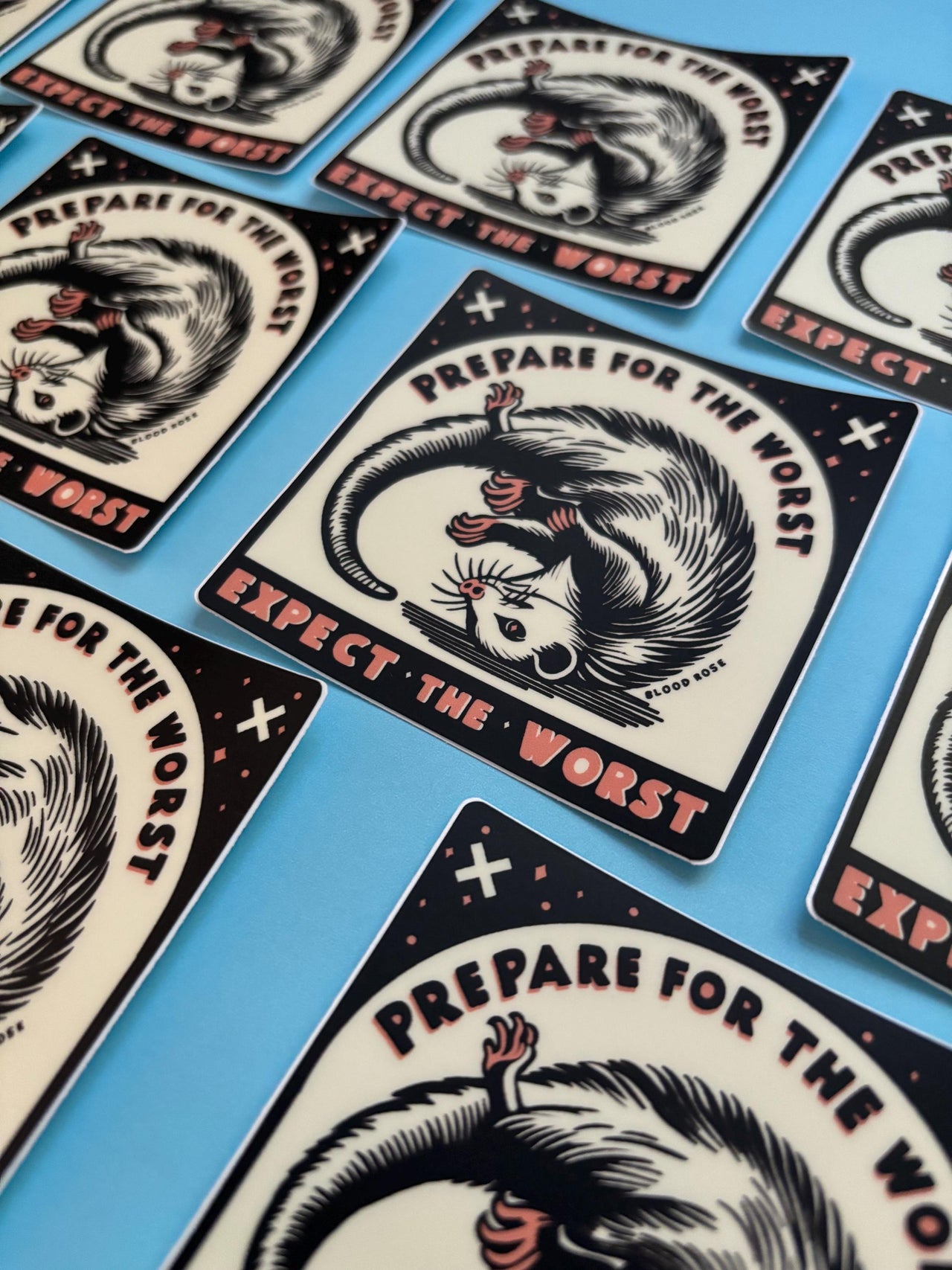 Opossum Prepare for the Worst Expect the Worst Vinyl Sticker
