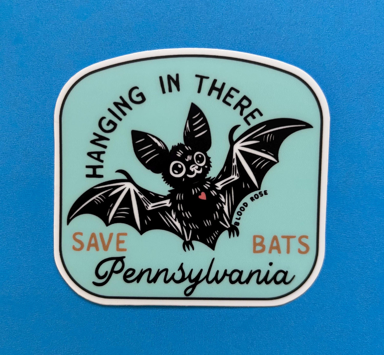 Save Pennsylvania Bats, Hang In There Vinyl Sticker