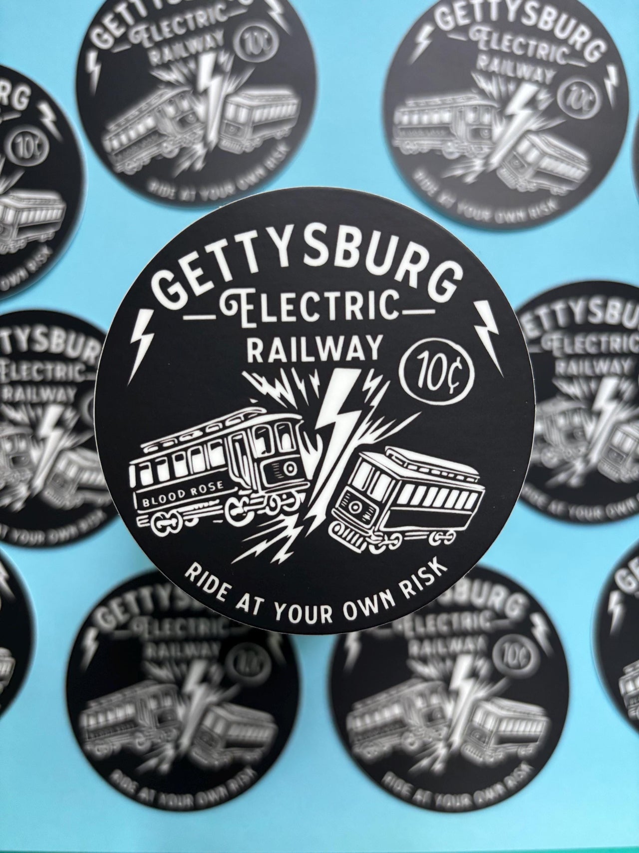 Gettysburg Electric Railway vinyl sticker- Ride at your own risk!