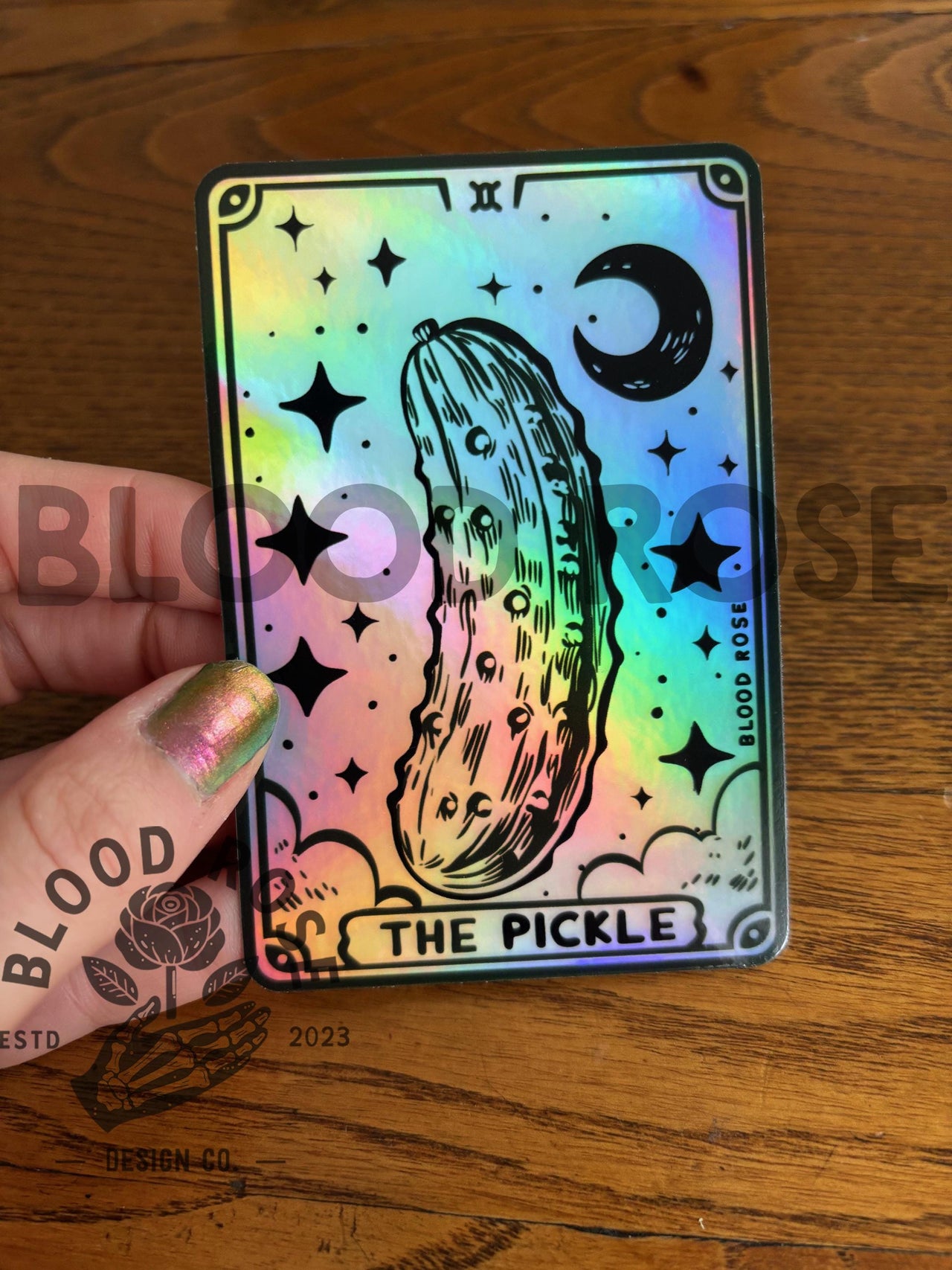 "Tarot Card THE PICKLE- HOLOGRAPHIC" Vinyl Sticker