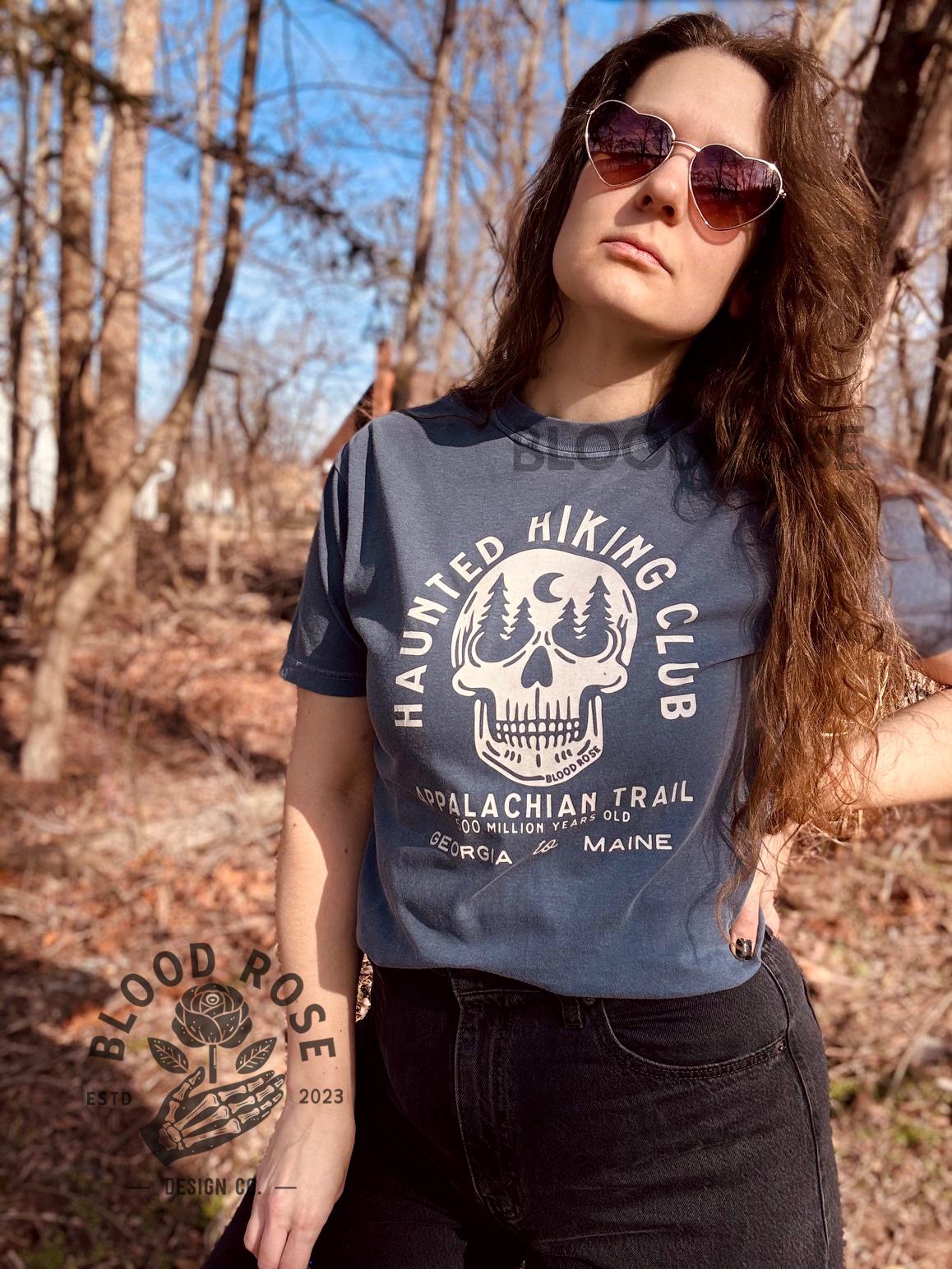 Appalachian Trail Haunted Hiking Club T-shirt- Comfort Colors Hand Printed Unisex