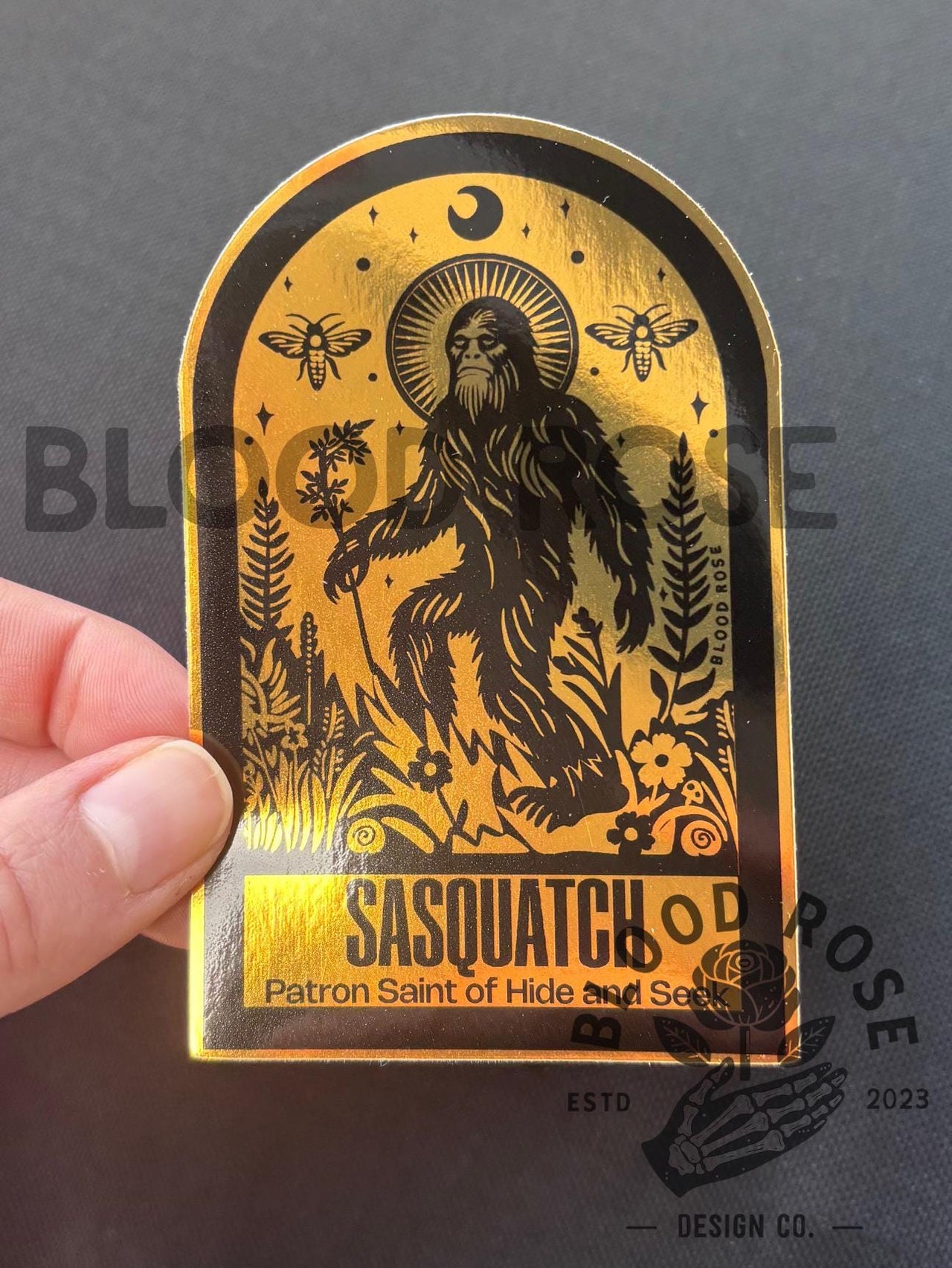 "Saint Sasquatch- GOLD" Vinyl Sticker