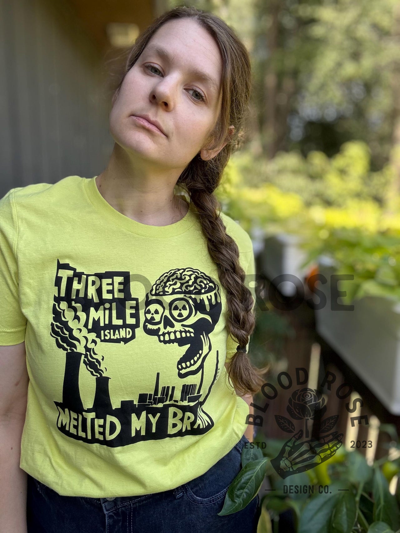 "Three Mile Island Melted Brain" Crewneck Tee (Front print)