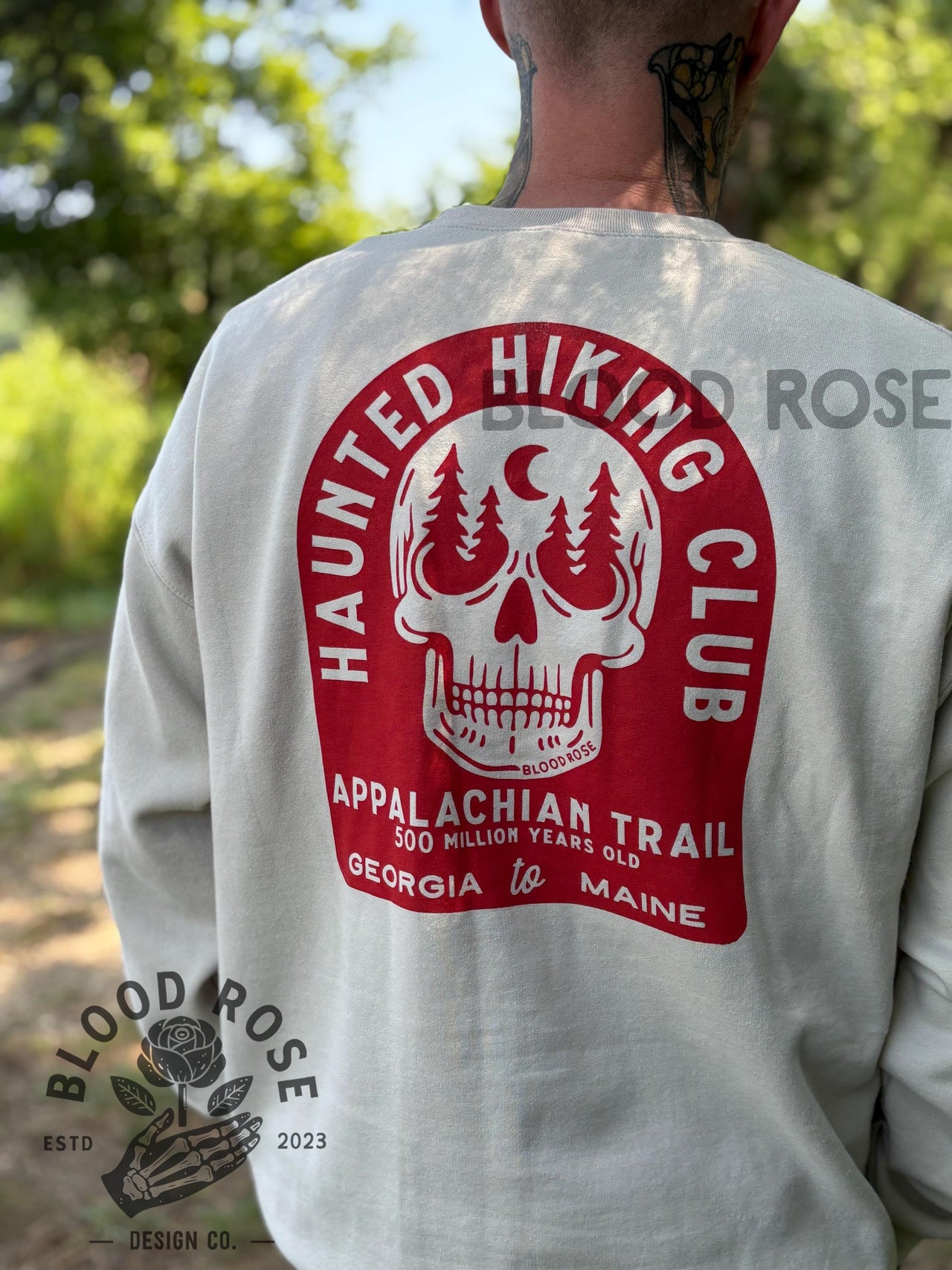 Appalachian Trail Haunted Hiking Club Sweatshirt Sweater- (screen printed by hand) Unisex