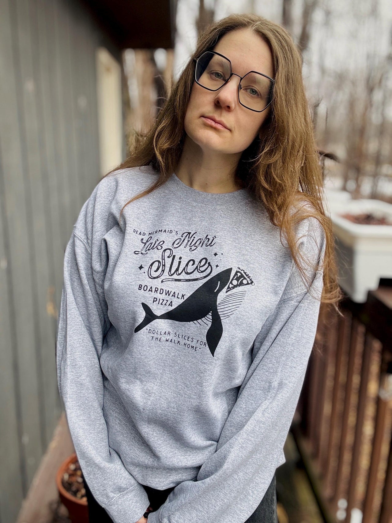 Late Night Slice Boardwalk Pizza Tee or Sweatshirt, Whale Beach T-shirt Hand Screen Printed