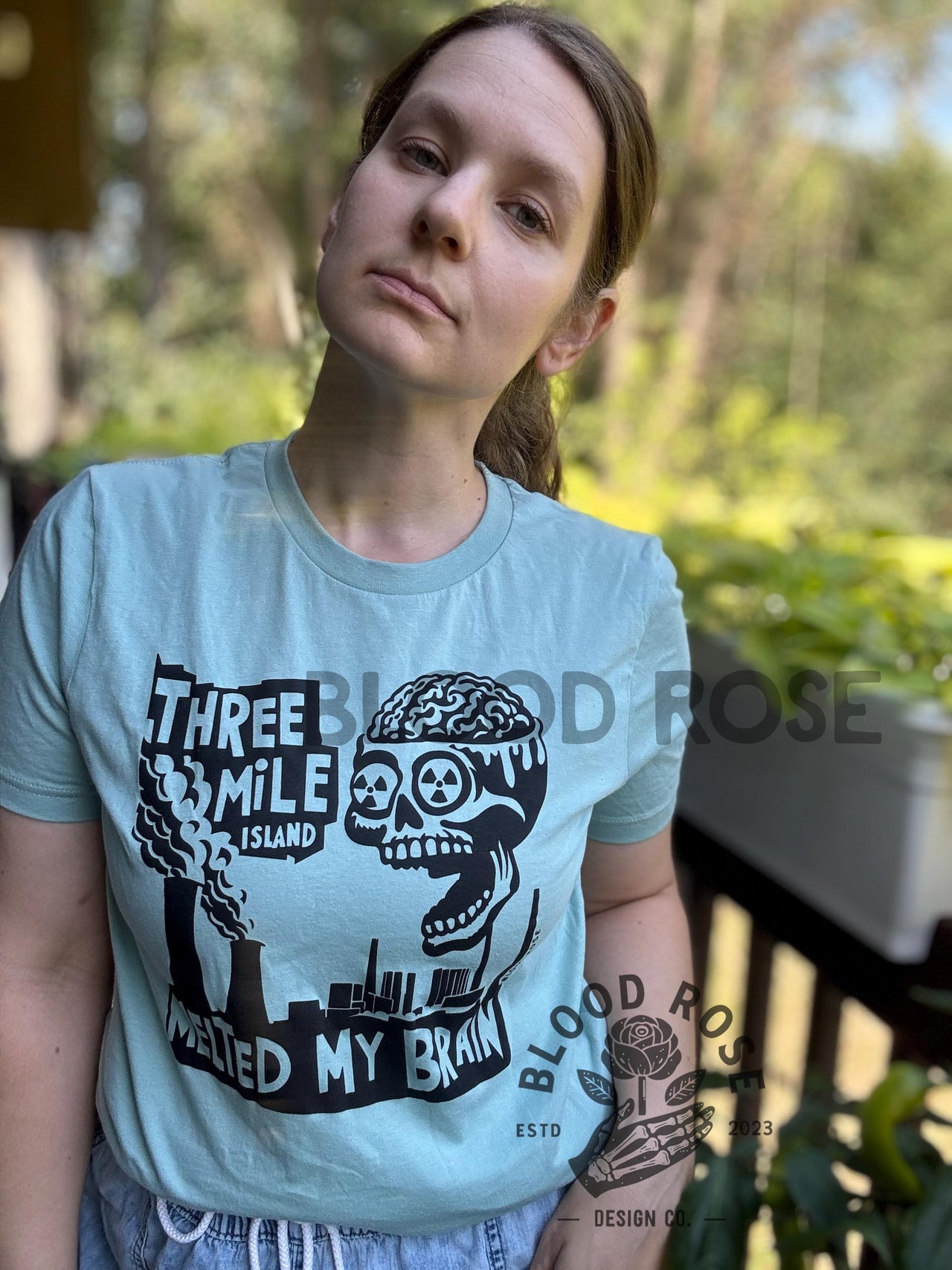 "Three Mile Island Melted Brain" Crewneck Tee (Front print)