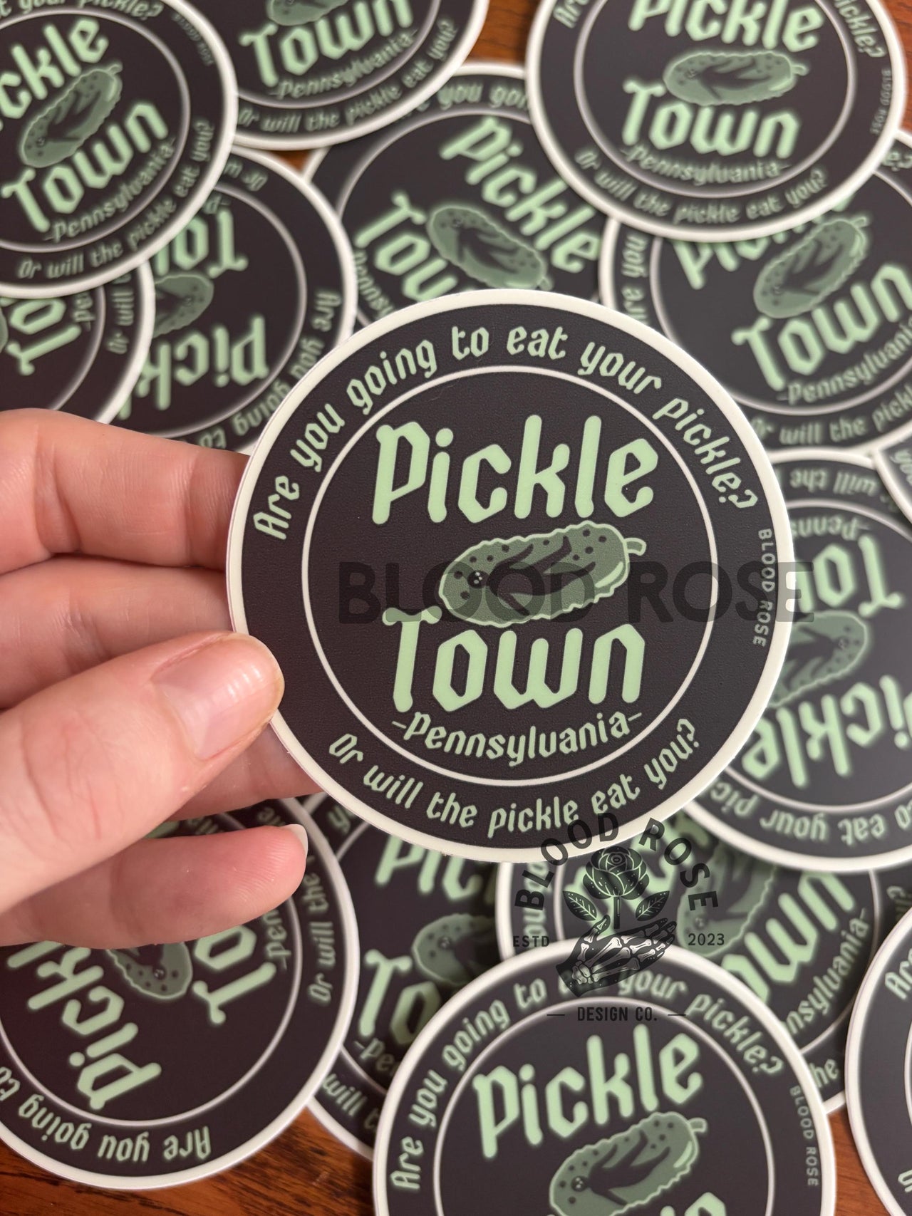"Pickle Town Pennsylvania- Are you going to eat your pickle?" Vinyl Sticker