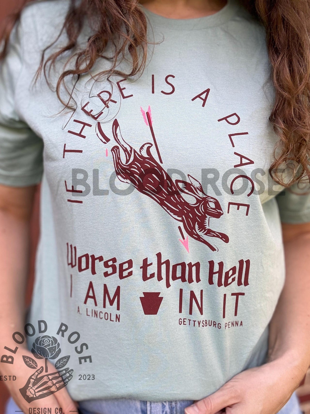If There is a Place Worse Than Hell Lincoln Civil War Gettysburg PA hand screen printed